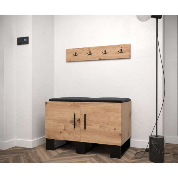 Skobenk med knaggrekke ARTIN 84x52 cm - eik artisan