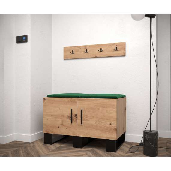 Skobenk med knaggrekke ARTIN 84x52 cm - eik artisan