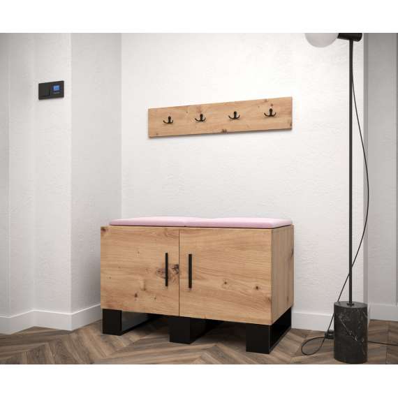 Skobenk med knaggrekke ARTIN 84x52 cm - eik artisan