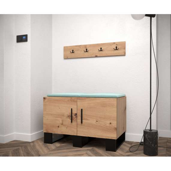 Skobenk med knaggrekke ARTIN 84x52 cm - eik artisan