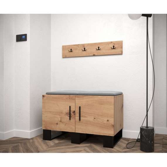 Skobenk med knaggrekke ARTIN 84x52 cm - eik artisan