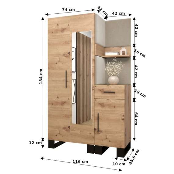 Entresett ARTIN 16 -116x196 cm - eik artisan - polstred panel