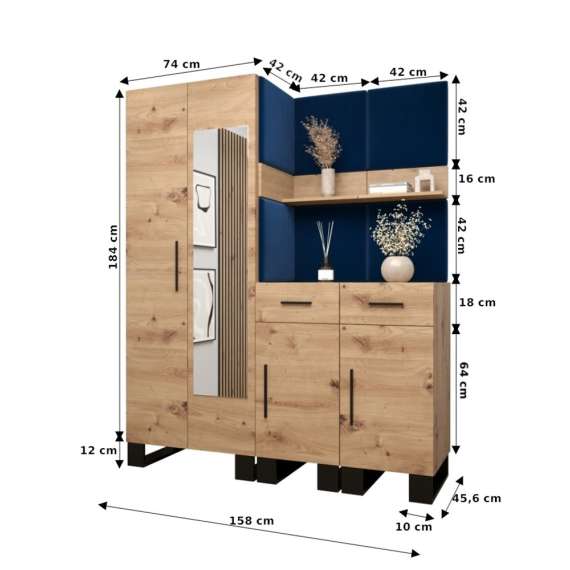 Entresett ARTIN 15 -158x196 cm - eik artisan - polstred panel