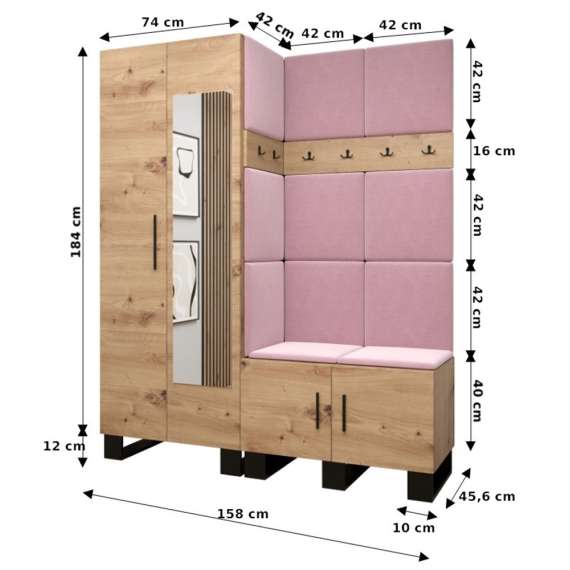 Entresett ARTIN 14 -158x196 cm - eik artisan - polstred panel