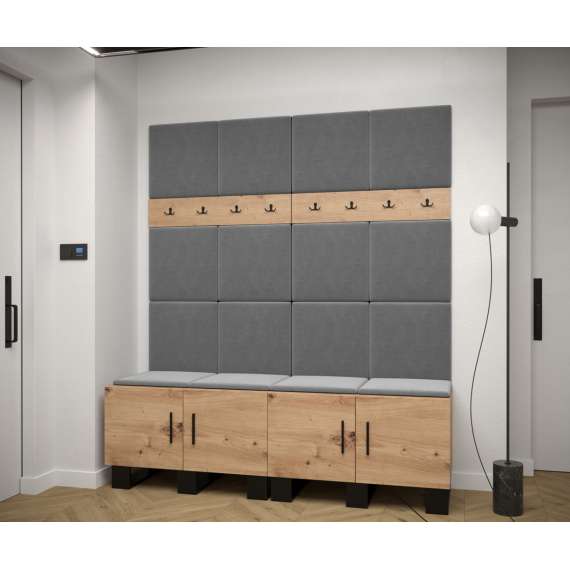 Entresett ARTIN 3 -168x196 cm - eik artisan + polstred panel