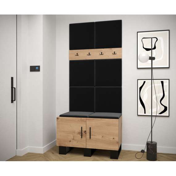 Entresett ARTIN 4 - 84x196 cm - eik artisan + polstred panel