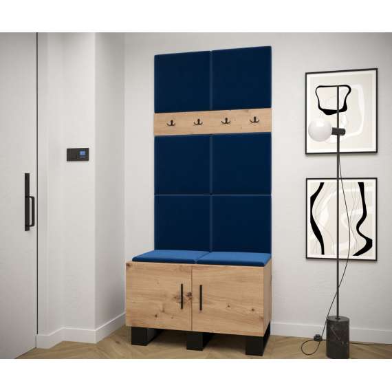 Entresett ARTIN 4 - 84x196 cm - eik artisan + polstred panel