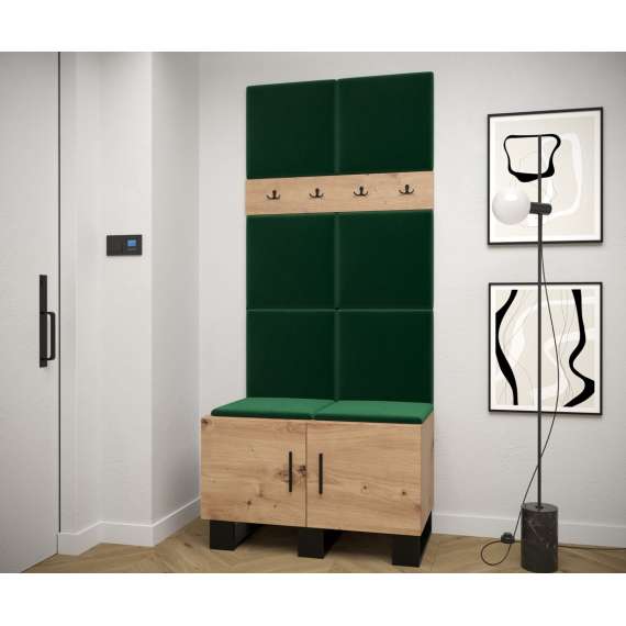 Entresett ARTIN 4 - 84x196 cm - eik artisan + polstred panel