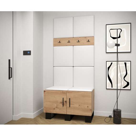 Entresett ARTIN 4 - 84x196 cm - eik artisan + polstred panel