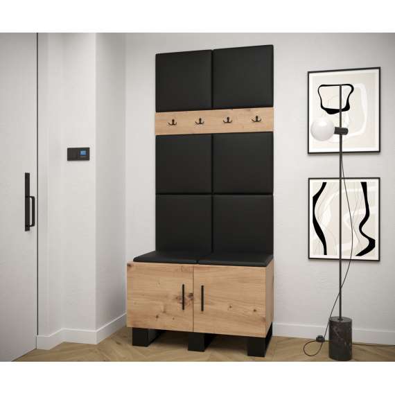 Entresett ARTIN 4 - 84x196 cm - eik artisan + polstred panel
