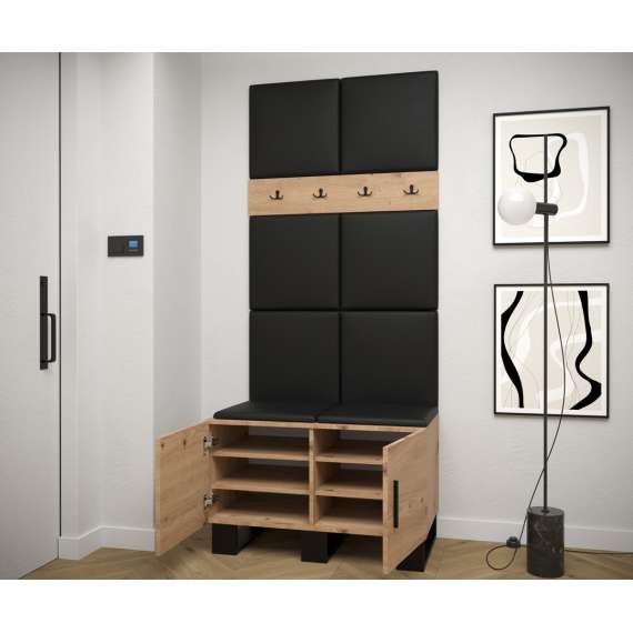 Entresett ARTIN 4 - 84x196 cm - eik artisan + polstred panel