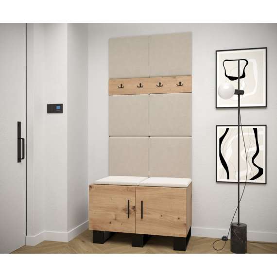Entresett ARTIN 4 - 84x196 cm - eik artisan + polstred panel