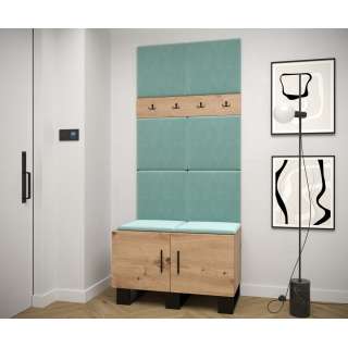 Entresett ARTIN 4 - 84x196 cm - eik artisan + polstred panel