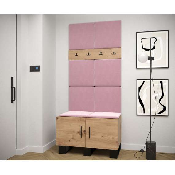 Entresett ARTIN 4 - 84x196 cm - eik artisan + polstred panel