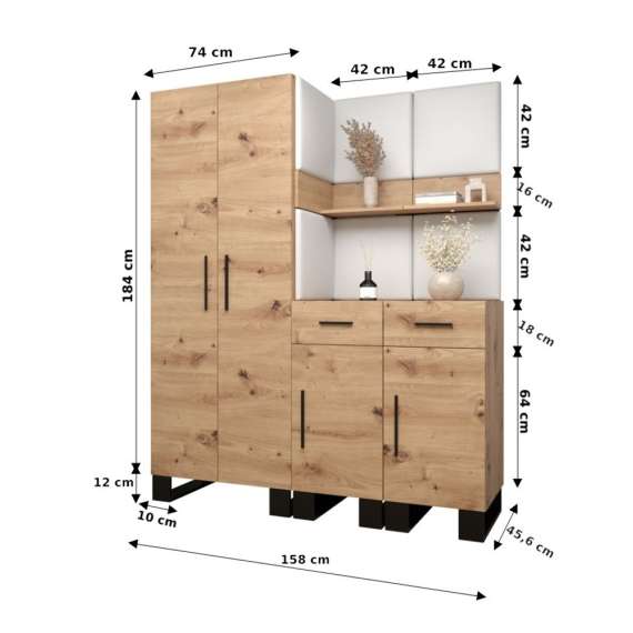 Entresett ARTIN 7 -158x196 cm - eik artisan - polstred panel