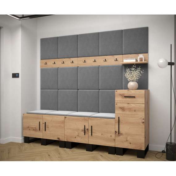 Entresett ARTIN 8 - 210x196 cm - eik artisan + polstred panel