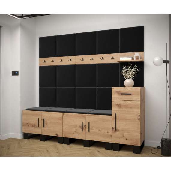 Entresett ARTIN 8 - 210x196 cm - eik artisan + polstred panel