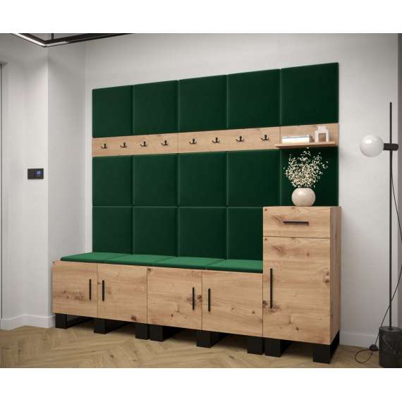 Entresett ARTIN 8 - 210x196 cm - eik artisan + polstred panel