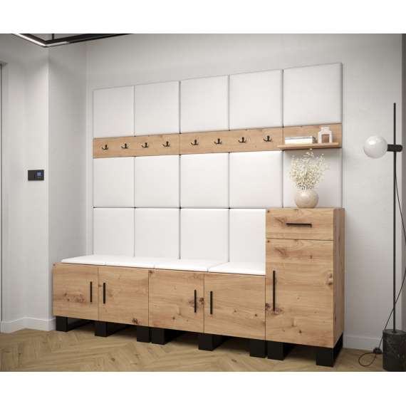 Entresett ARTIN 8 - 210x196 cm - eik artisan + polstred panel