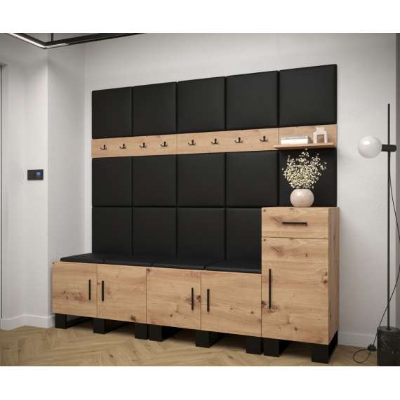 Entresett ARTIN 8 - 210x196 cm - eik artisan + polstred panel