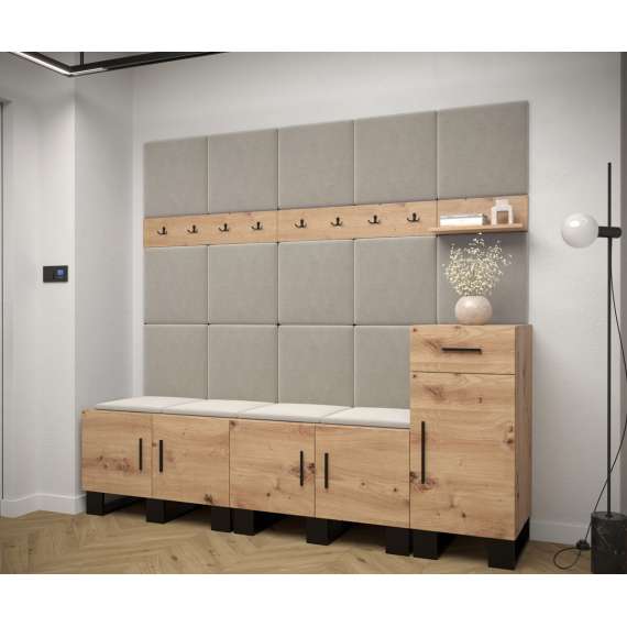 Entresett ARTIN 8 - 210x196 cm - eik artisan + polstred panel