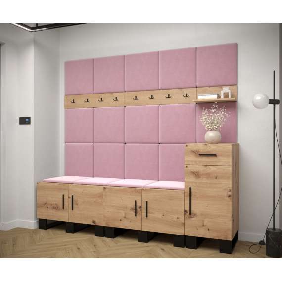 Entresett ARTIN 8 - 210x196 cm - eik artisan + polstred panel