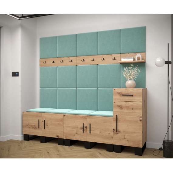 Entresett ARTIN 8 - 210x196 cm - eik artisan + polstred panel