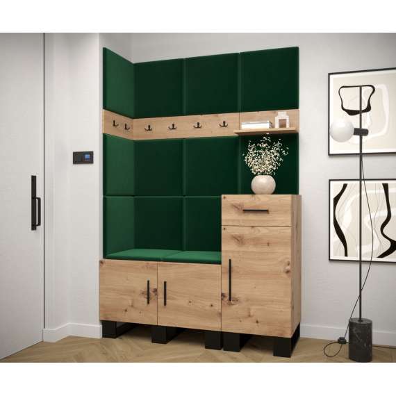 Entresett ARTIN 10 - 126x196 cm - eik artisan - polstred panel