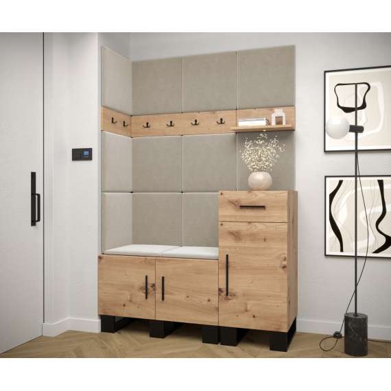 Entresett ARTIN 10 - 126x196 cm - eik artisan - polstred panel