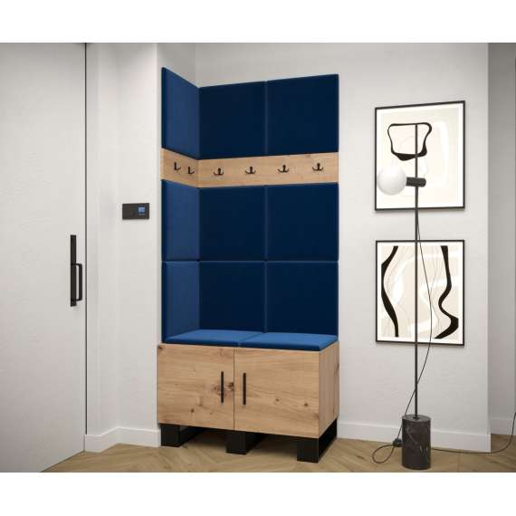 Entresett ARTIN 11 - 84x196 cm - eik artisan + polstred panel