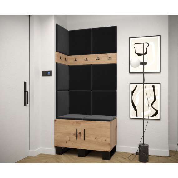 Entresett ARTIN 11 - 84x196 cm - eik artisan + polstred panel