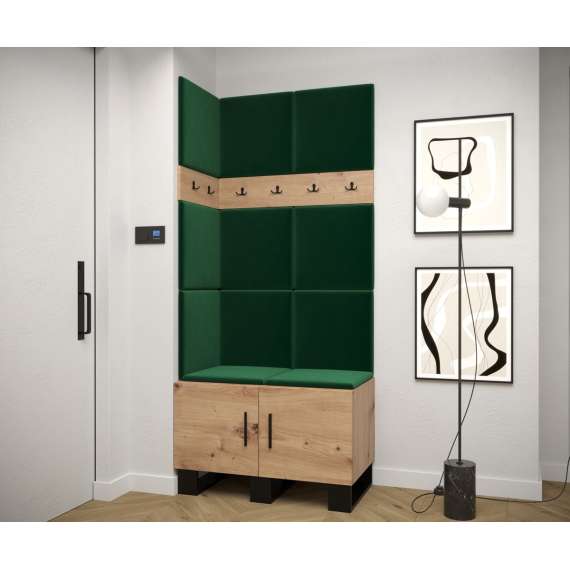 Entresett ARTIN 11 - 84x196 cm - eik artisan + polstred panel