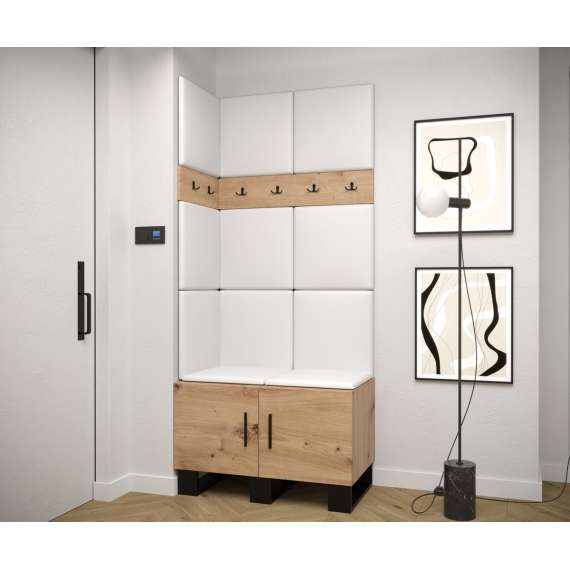 Entresett ARTIN 11 - 84x196 cm - eik artisan + polstred panel