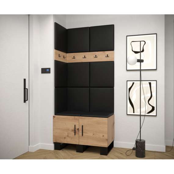 Entresett ARTIN 11 - 84x196 cm - eik artisan + polstred panel