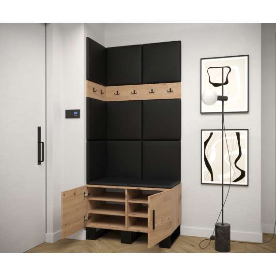 Entresett ARTIN 11 - 84x196 cm - eik artisan + polstred panel