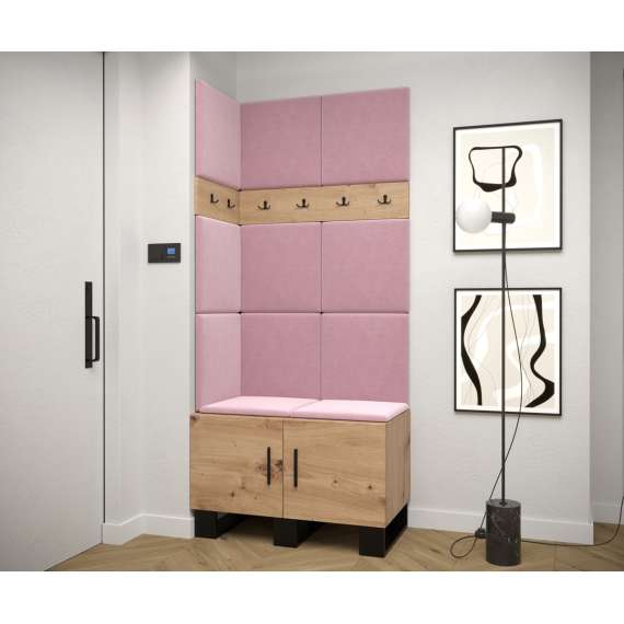 Entresett ARTIN 11 - 84x196 cm - eik artisan + polstred panel