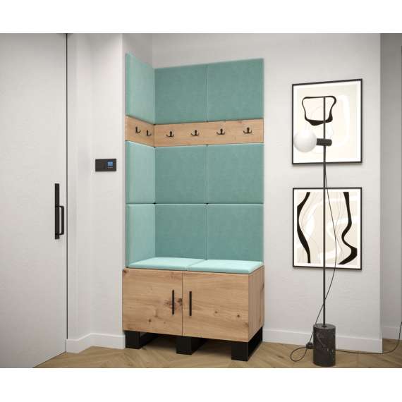 Entresett ARTIN 11 - 84x196 cm - eik artisan + polstred panel