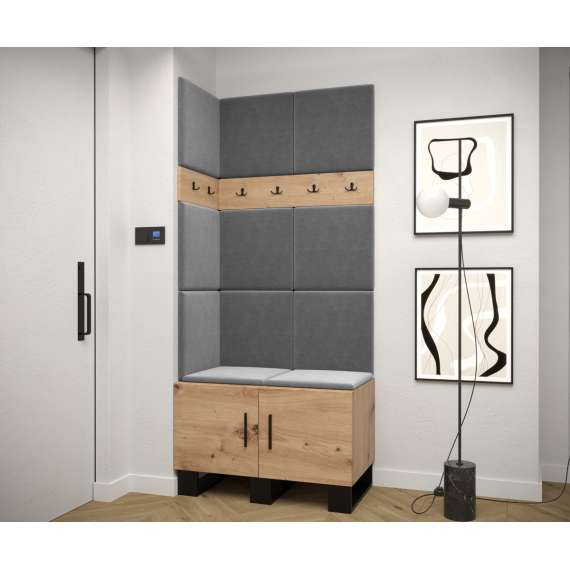 Entresett ARTIN 11 - 84x196 cm - eik artisan + polstred panel