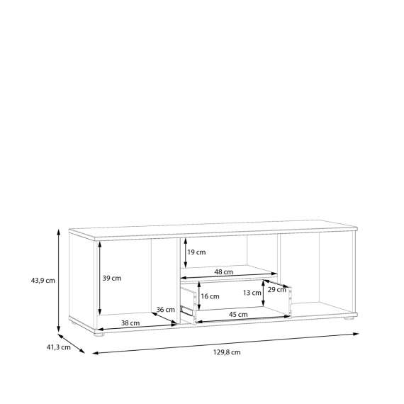 Tv-benk GANY - 130x44 cm - beige sand - 2 dører - 1 skuff