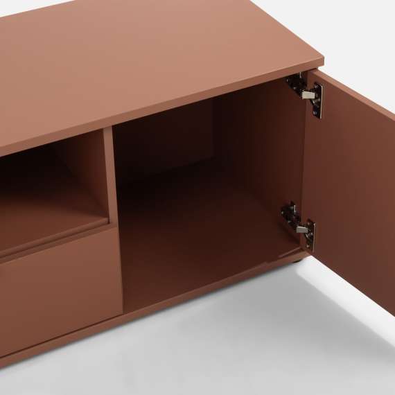 Tv-benk GANY - 130x44 cm - terrakota - 2 dører - 1 skuff