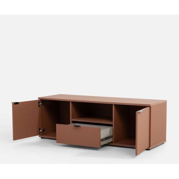 Tv-benk GANY - 130x44 cm - terrakota - 2 dører - 1 skuff