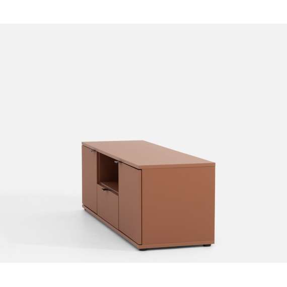 Tv-benk GANY - 130x44 cm - terrakota - 2 dører - 1 skuff