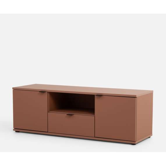 Tv-benk GANY - 130x44 cm - terrakota - 2 dører - 1 skuff