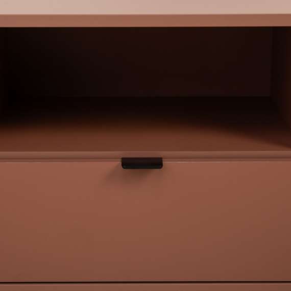 Tv-benk GANY - 130x44 cm - terrakota - 2 dører - 1 skuff