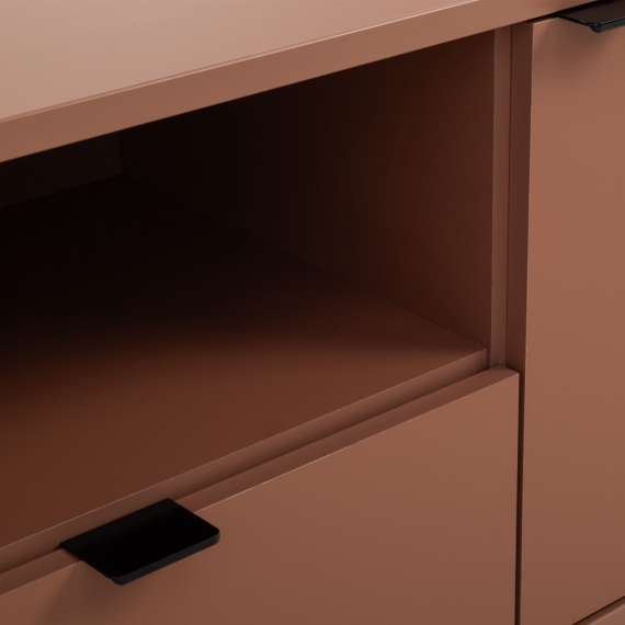 Tv-benk GANY - 130x44 cm - terrakota - 2 dører - 1 skuff