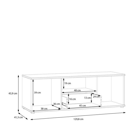 Tv-benk GANY - 130x44 cm - mynte - 2 dører - 1 skuff
