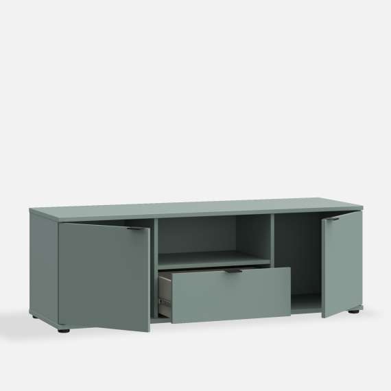 Tv-benk GANY - 130x44 cm - mynte - 2 dører - 1 skuff
