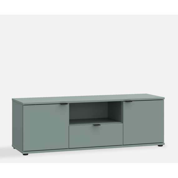Tv-benk GANY - 130x44 cm - mynte - 2 dører - 1 skuff