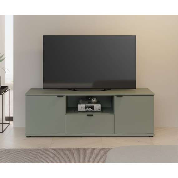 Tv-benk GANY - 130x44 cm - mynte - 2 dører - 1 skuff