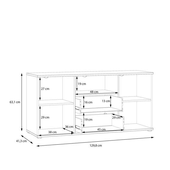 Tv-benk GANY - 130x63 cm - terrakota - 2 dører - 2 skuffer